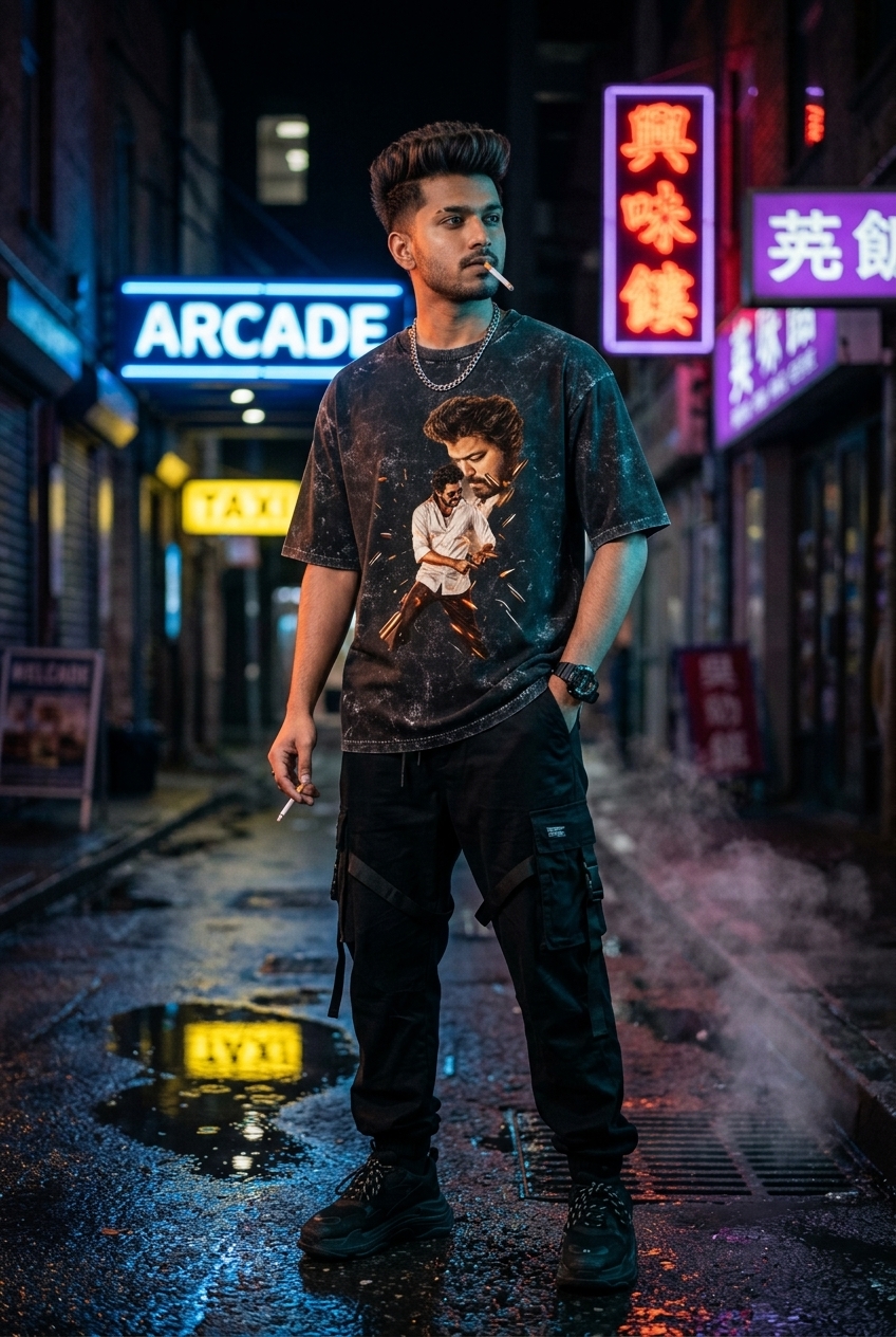 THALAPATHY MASS — Acid Wash Oversized Tee